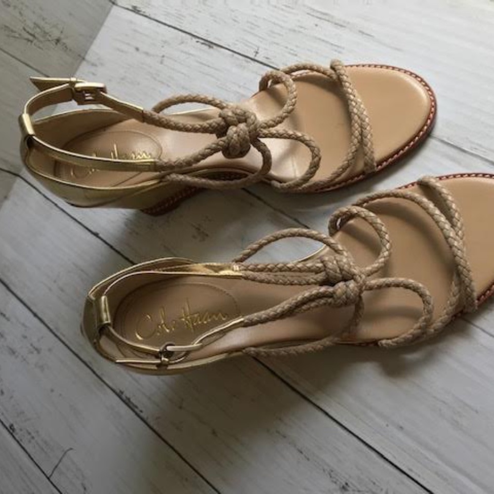 COLE HAAN GOLD ANKLE WEDGE SZ. 8B - Picture 5 of 11